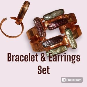 Chaco Canyon Native American Copper Bracelet and Earrings Set